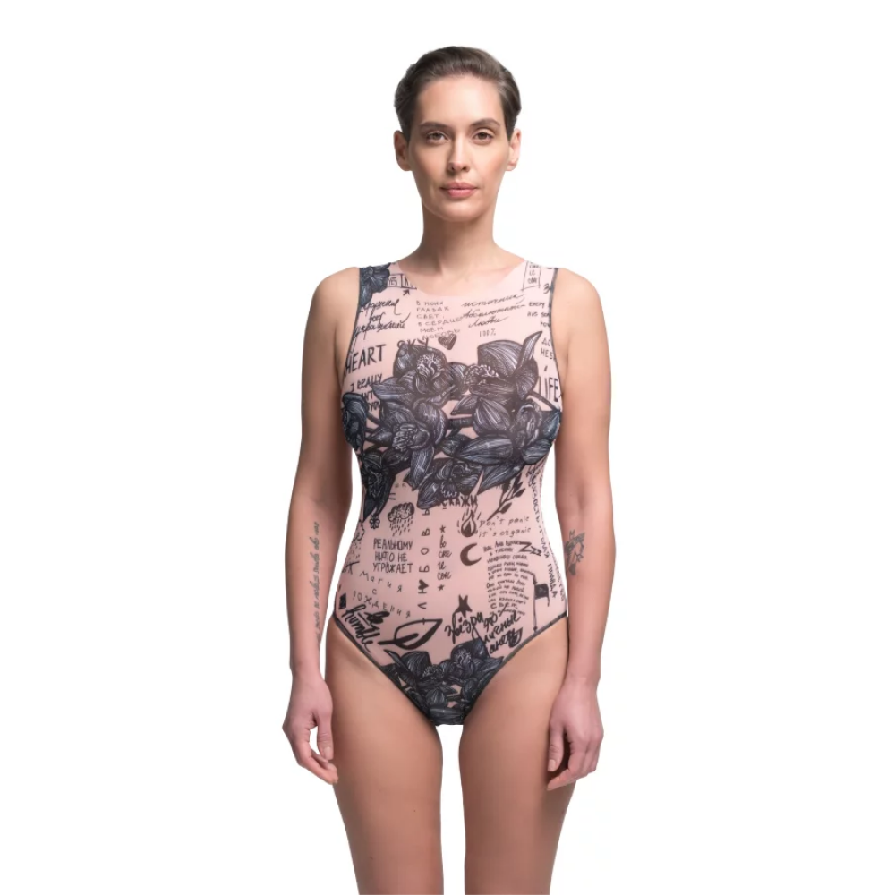 One-piece Sleeveless Swimsuit Nude (XL) - 1