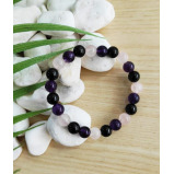Genuine Natural Black Tourmaline Amethyst Rose Quartz Bracelets For Women 8mm Healing Crystal Stretch Round Bead Bracelet  - 2 miniature
