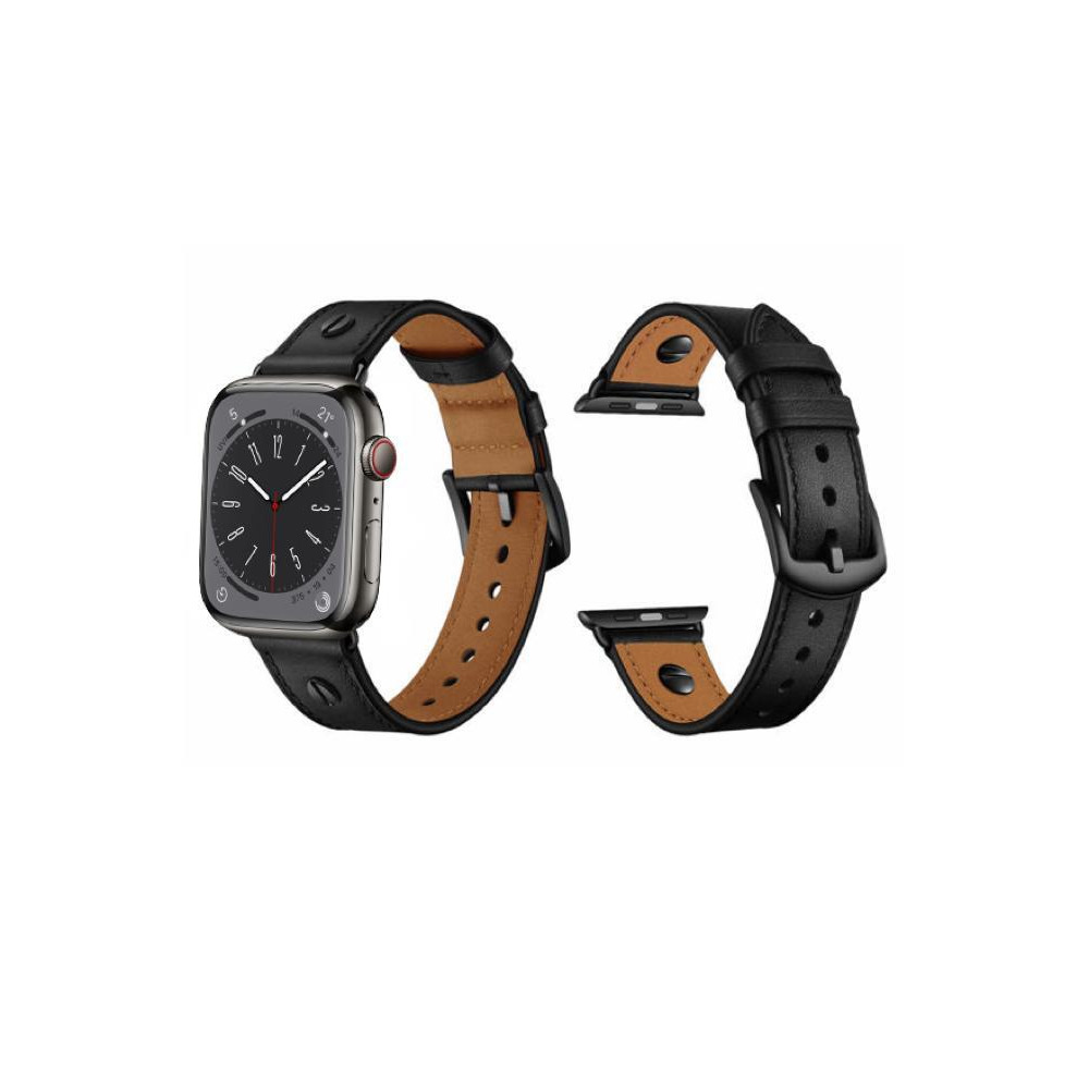 Perfii One Rivet Leather Replacement Band For Apple Watch 49/45/44/42mm Series Ultra/8/7/6/5/4/SE - 1