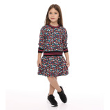 Girls' All-Over Floral Print Long Sleeves Multicolor Dresses (2-3 YRS) - 1 miniature