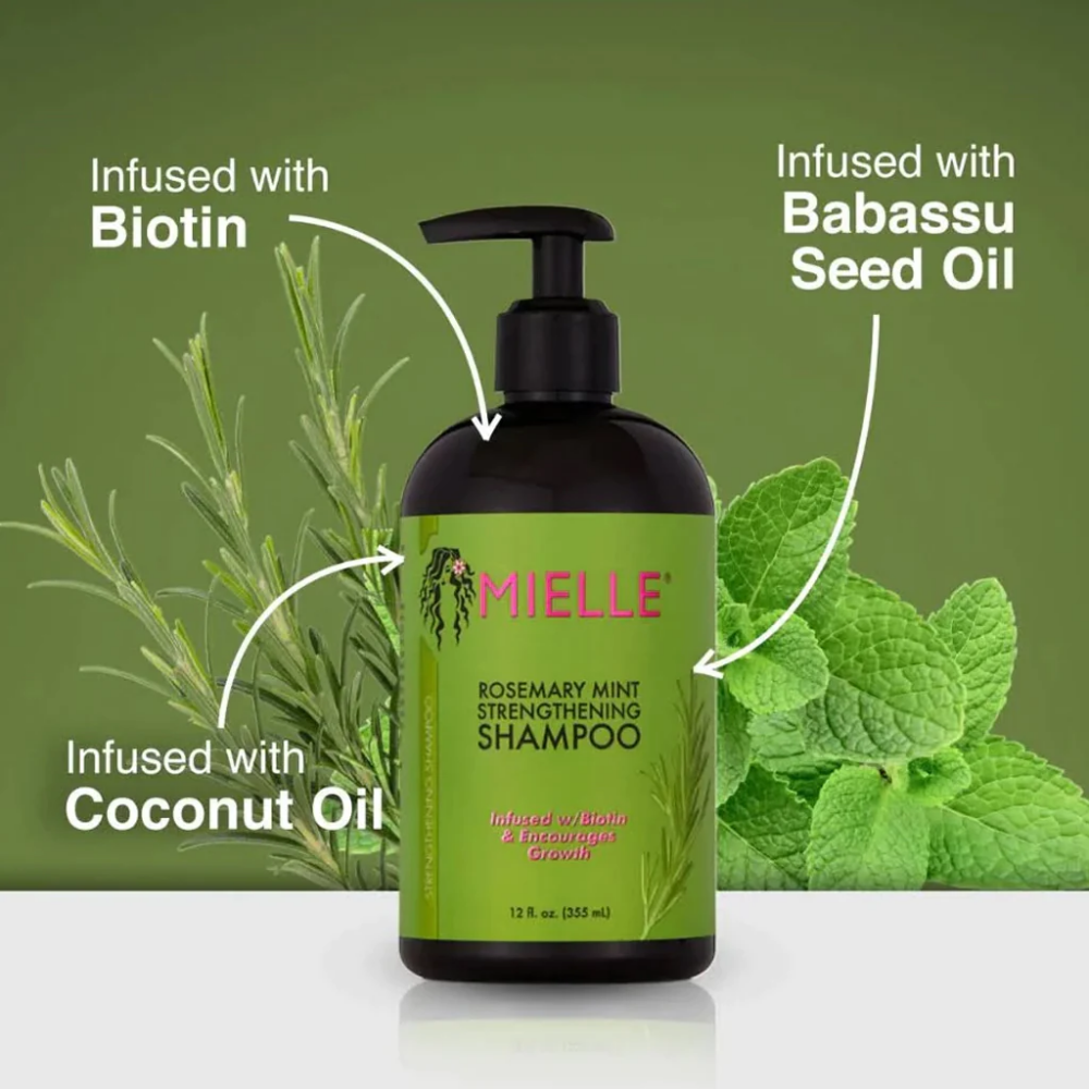 Укрепляющий Шампунь Mielle Organics Rosemary Mint С биотином ОЧИЩАЕТ И укрепляет Слабые И Ломкие волосы. - 2