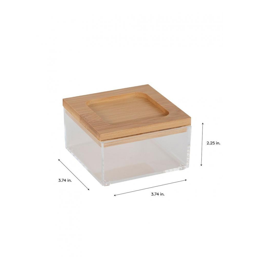 Квадратный Органайзер Simplify Clear с Бамбуковой КРЫШКОЙ, Маленький - 5