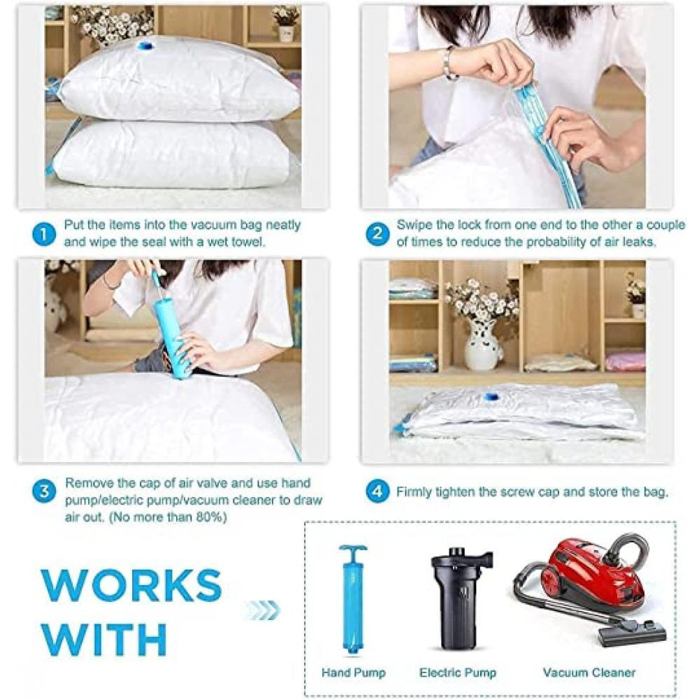 Swift / Large vacuum bags, Reusable, Suction pump, 10 pack - 3