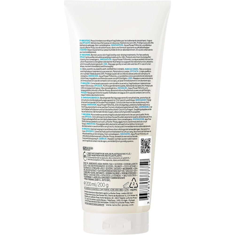 La Roche-Posay Effaclar H Iso-Biome Soothing Cleansing Cream 200ml - 3