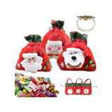 Drawstrings Gift Bags, Reusable Fabric 3D Goodie Bags Set of 3, Snowman Elk Wrapping Bags, Treat Bags Pouches Candy Pockets for New Year and Holidays - 1 miniature