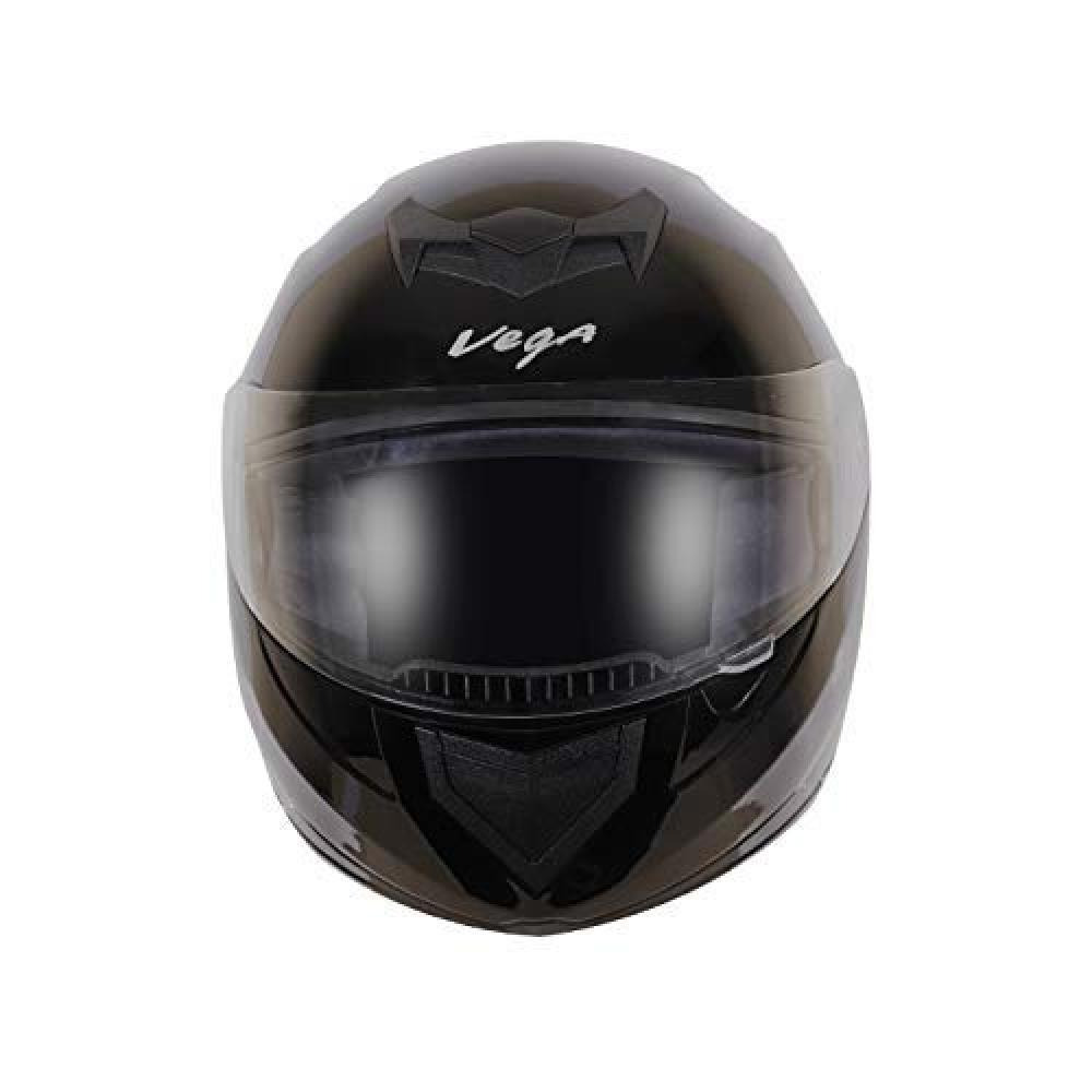 Vega Edge ISI Certified Full Face Gloss Finish Helmet for Men and Women with Clear Visor (Black, Size: L) - 3