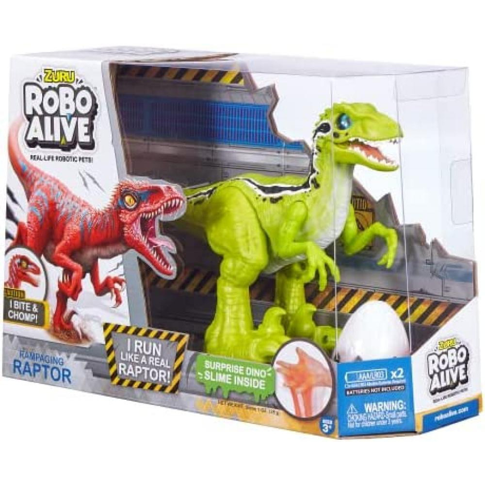 Robo Alive Rampaging Raptor (Green) by ZURU Dinosaur Toy with Realistic Dinosaur Movement That Bites and Chomps with Slime in Dino Egg, Robotic Pets f - 3