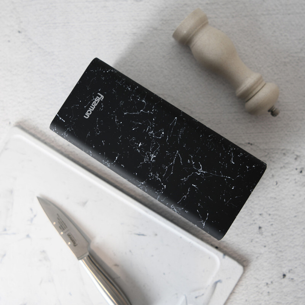 Fissman Kitchen Knife Organizer 10x10x22cm, Square Shaped, Black Marble (Plastic) - 3
