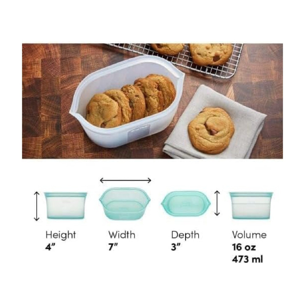 Zip Top 16 oz Reusable Silicon Food Storage Small Bag Dish Frost - 3