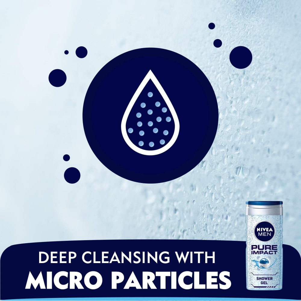 Nivea Men 3 in 1 Shower Gel, Pure Impact Fresh Scent, 250 ml x 3 pcs - 3