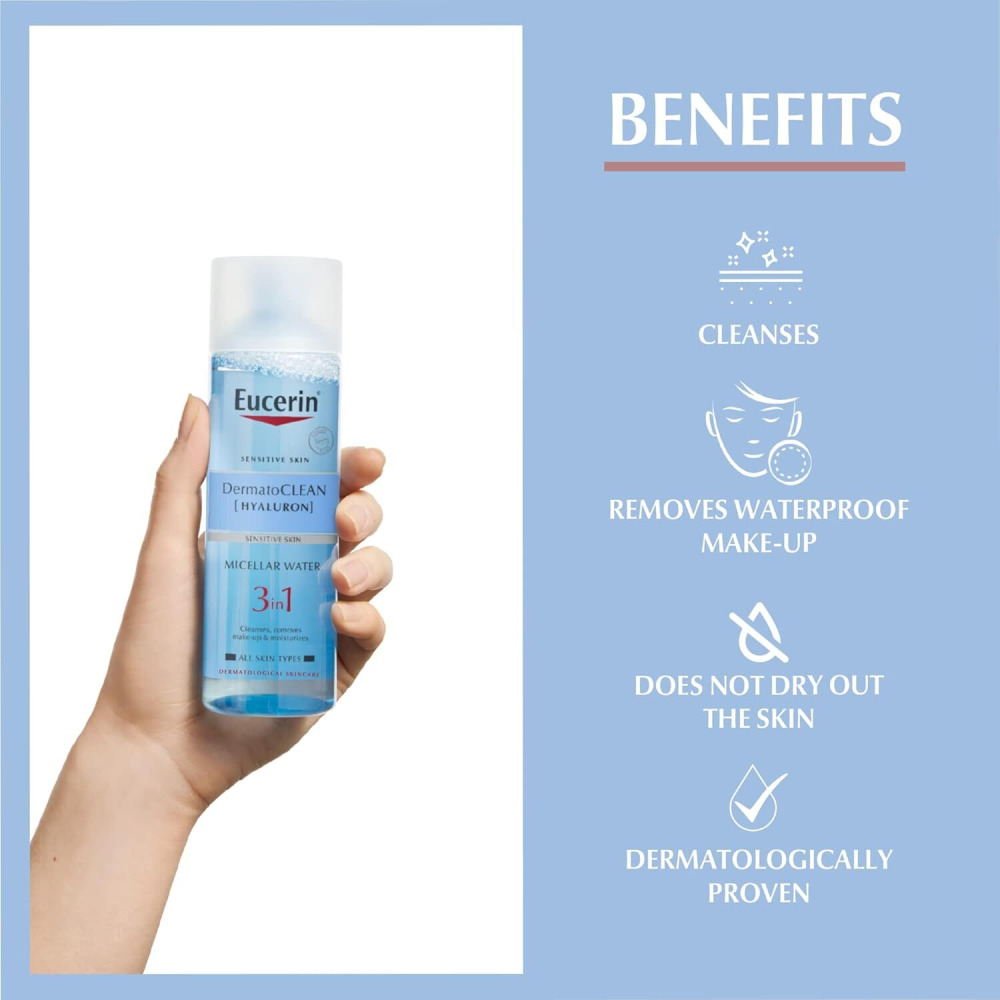 Eucerin DermatoClean Hyaluron 3 in 1 Micellar Cleansing Fluid with Hyaluronic Acid, 200 ml - 3