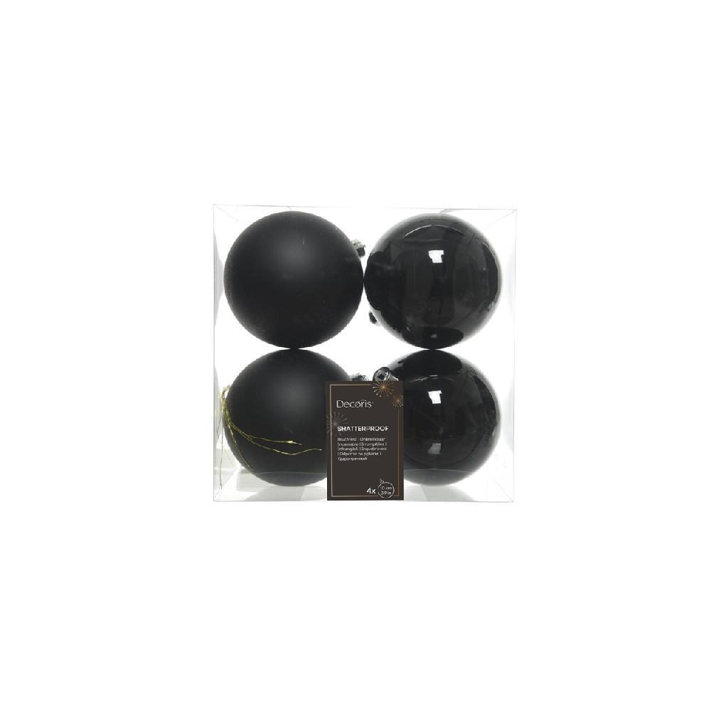 Kaemingk Decoris Baubles Shatterproof Shiny Matt Mix Black Set - 1