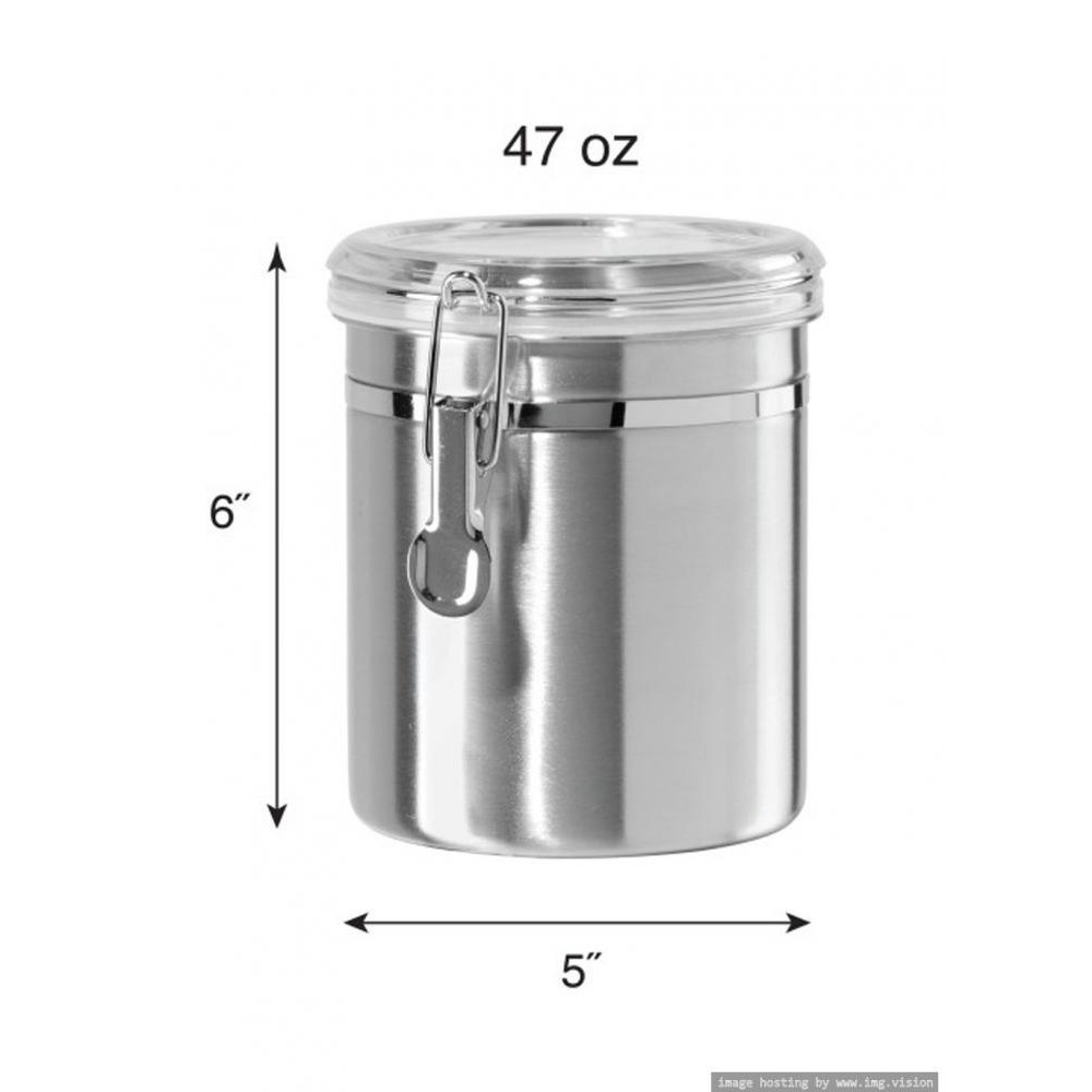 Oggi Stainless Steel 47oz Clamp Canister with Clear Lid - 3