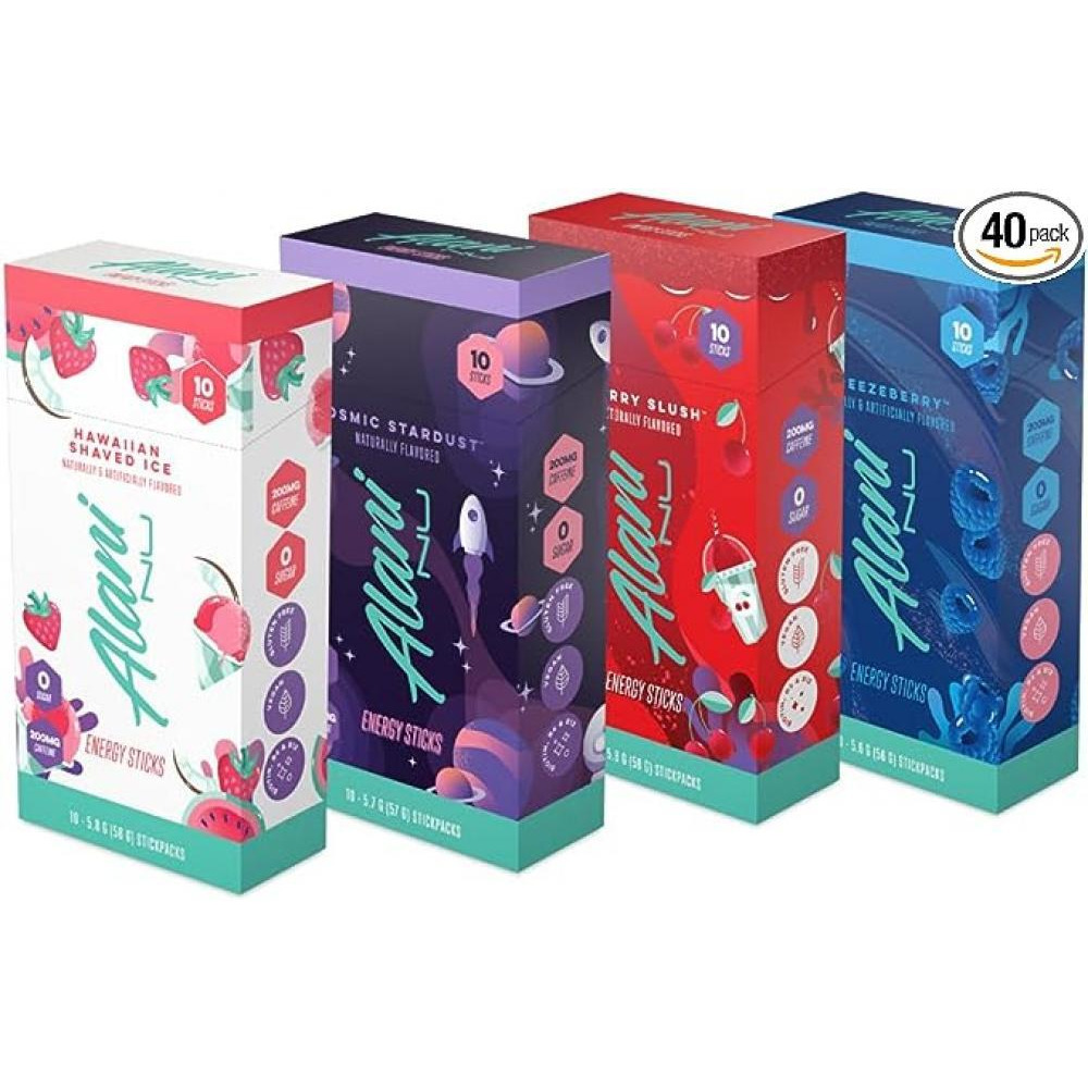 Alani Nu Energy Stick Packets, Activate with Water, 200mg Caffeine, Zero Sugar, 30mcg Biotin, Formulated with Amino Acids Like L-Theanine to Prevent C - 4