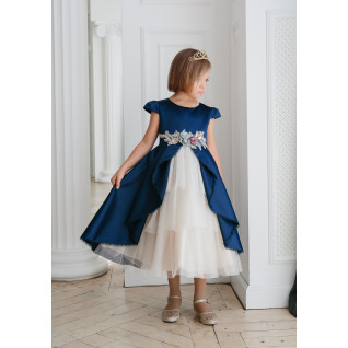 open lace back dress Princess Blue Tulle Prom Dress,Off The Shoulder Prom Dress with Appliques,Girl Party Dress PD00128, US8 / Royal Blue main image 1