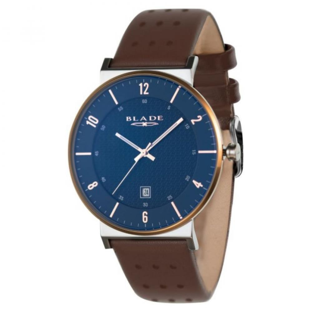 BLADE Wanderer Bichrome 3683G1UBO SS \& Leather Date Men's Watch - 1