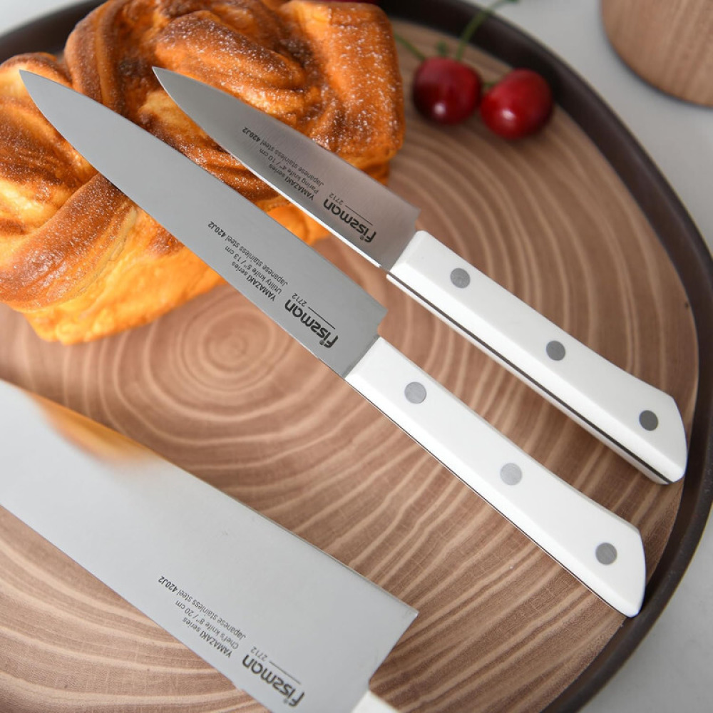 Fissman 3-Piece Japanese Knife Set - 8" Chef Knife, 5" Utility Knife, 4" Paring Knife - Stainless Steel 420J2 Kitchen Knife Set Yamazaki Series - 5