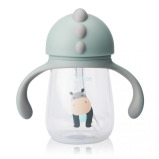 Fissman Training Cup for Toddler Drinkware with Spout \& Straw. Spill Proof Sippy with Handle Mint Green 260ml - 1 miniature