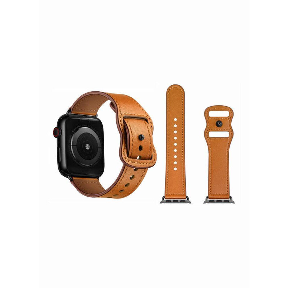 Perfii Infinity Solid Leather Replacement Band For Apple Watch 49, 45, 44, 42mm Series Ultra 8/7/6/5/4 SE - 2