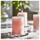 IKEA LUGNARE Scented Pillar Candle: Jasmine/Pink, 30-Hour Burn Time - 4 miniature