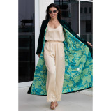 Asian Spirit, Deep Turquoise Velvet Abaya Jacket, Free size (XS-XL) - 5 miniature