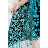 Asian Spirit, Turquoise Sakura Velvet Cape Jacket, Free size (XS-XL) - 7 miniature