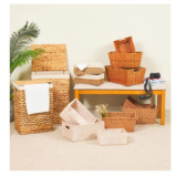 Homesmiths Whitewashed Rattan Storage Bins With Handles Small - 6 miniature