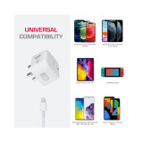 Trands 30W Dual Port Type-C & USB Charger, White - 3 miniature