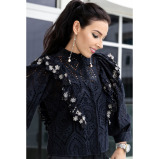 الروح الآسيوية، سترة علوية من الدانتيل باللون الأسود، مقاس صغير (S) - 5 miniature