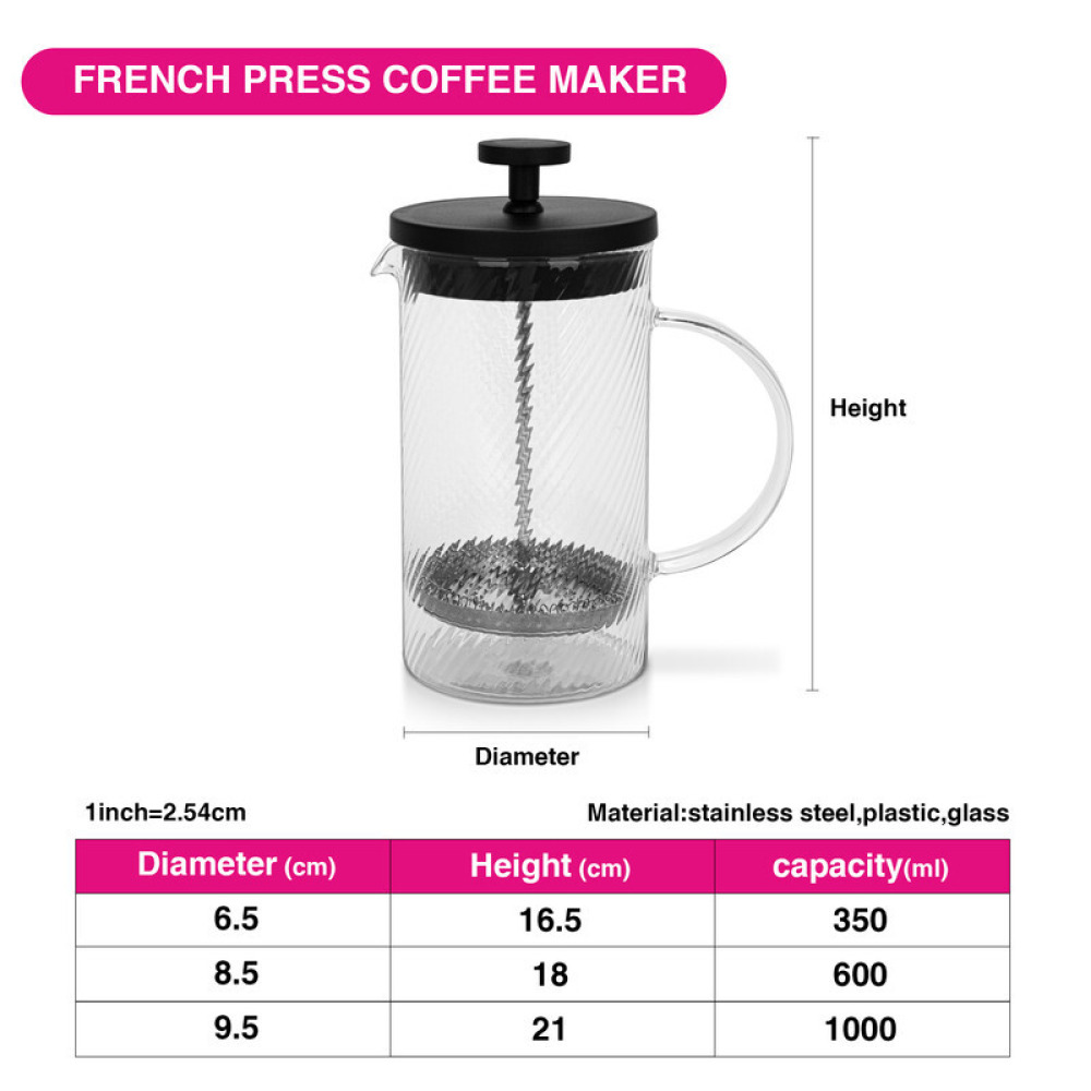 Fissman French Press Coffee Maker 1000ml Borosilicate Glass - 5