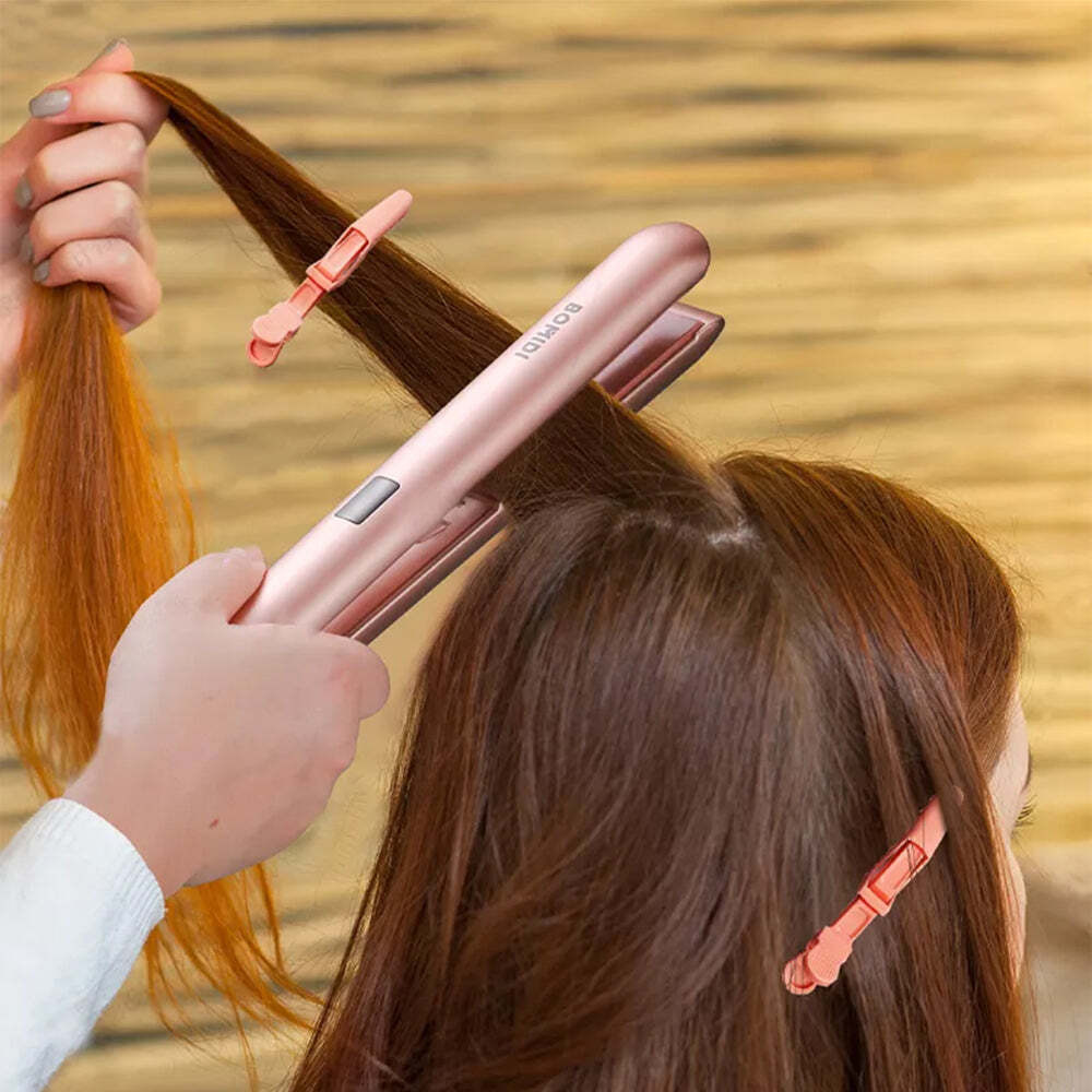بوميدي HS1 مكواة تمليس الشعر الكهربائية متعددة المستويات لضبط درجة الحرارة شاشة رقمية 45 وات - وردي - 3