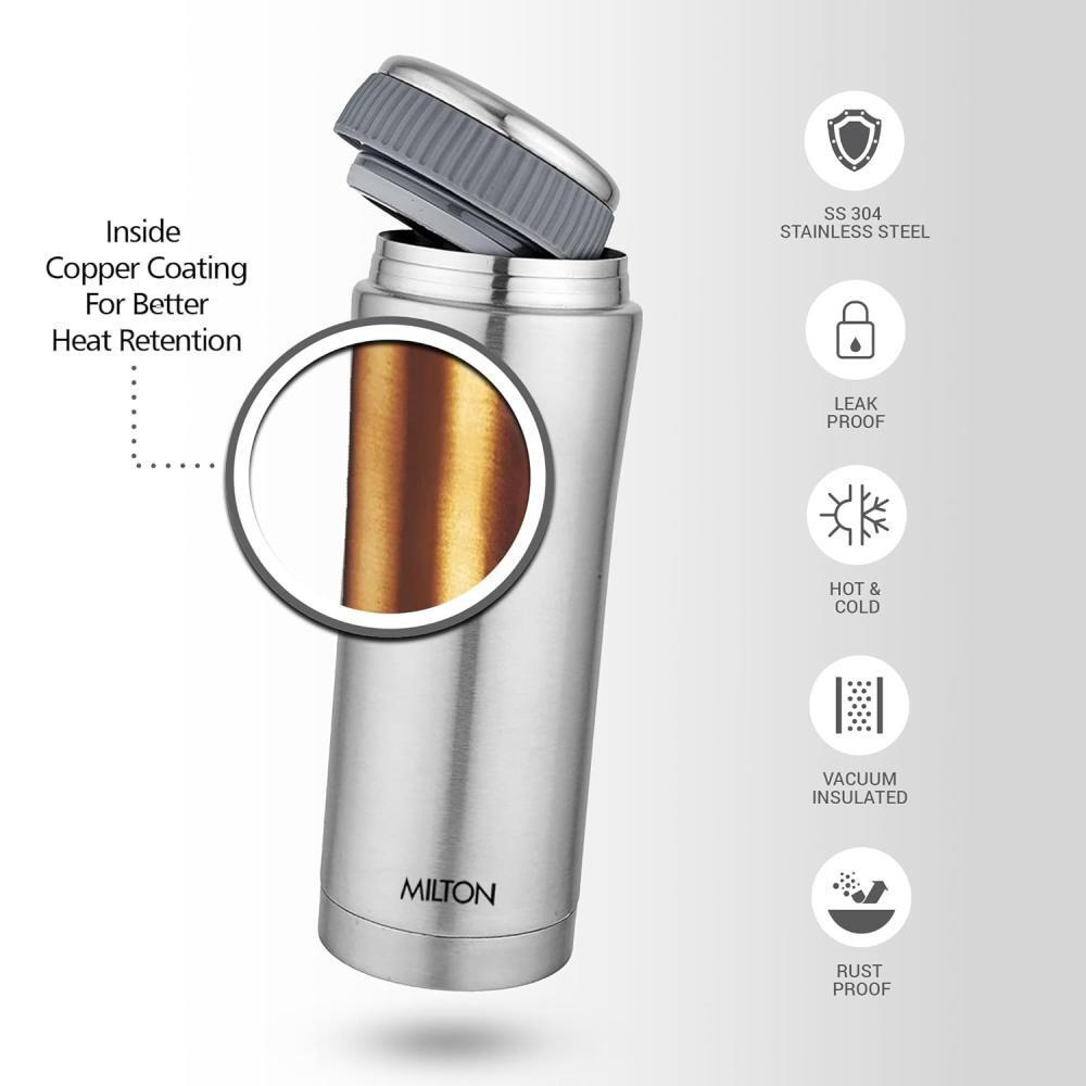 مطارة ميلتون أوبتيما 350 ثرموستيل للساخن والبارد، 350 مل، فضي - 3
