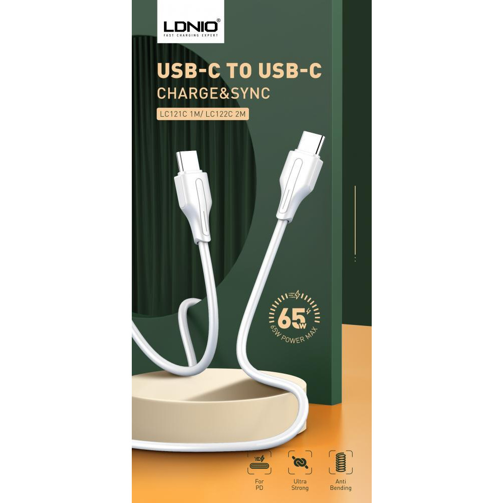 Кабель для передачи данных LDNIO LC121C 65 Вт ПВХ от USB Type-C до Type-C - 1