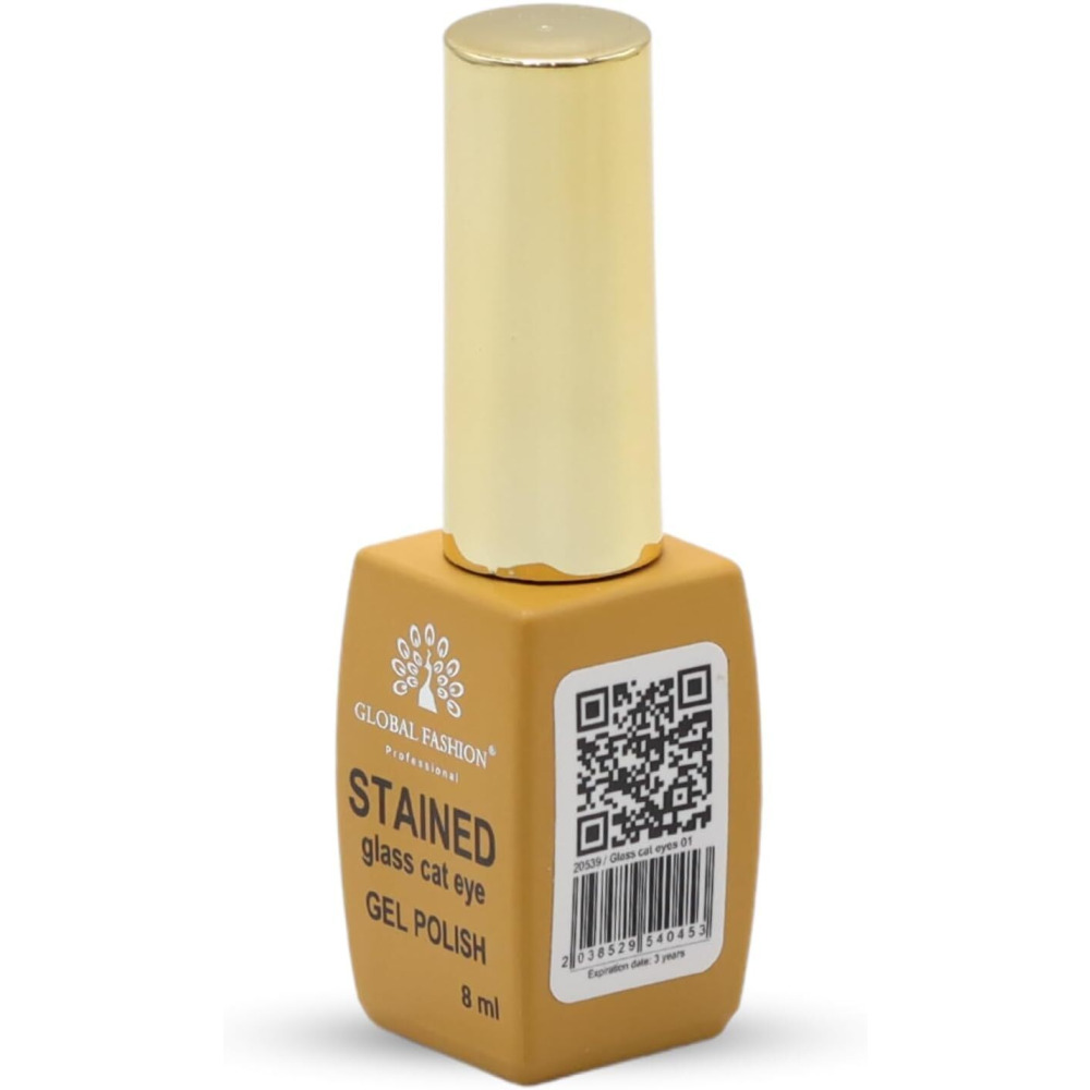 Global Fashion Stained Glass Cat Eye Gel Polish 8ml, Holographic Shimmer, Magnet Included, Long-Lasting, High-Gloss, UV/LED Soak Off, Professional(04) - 3