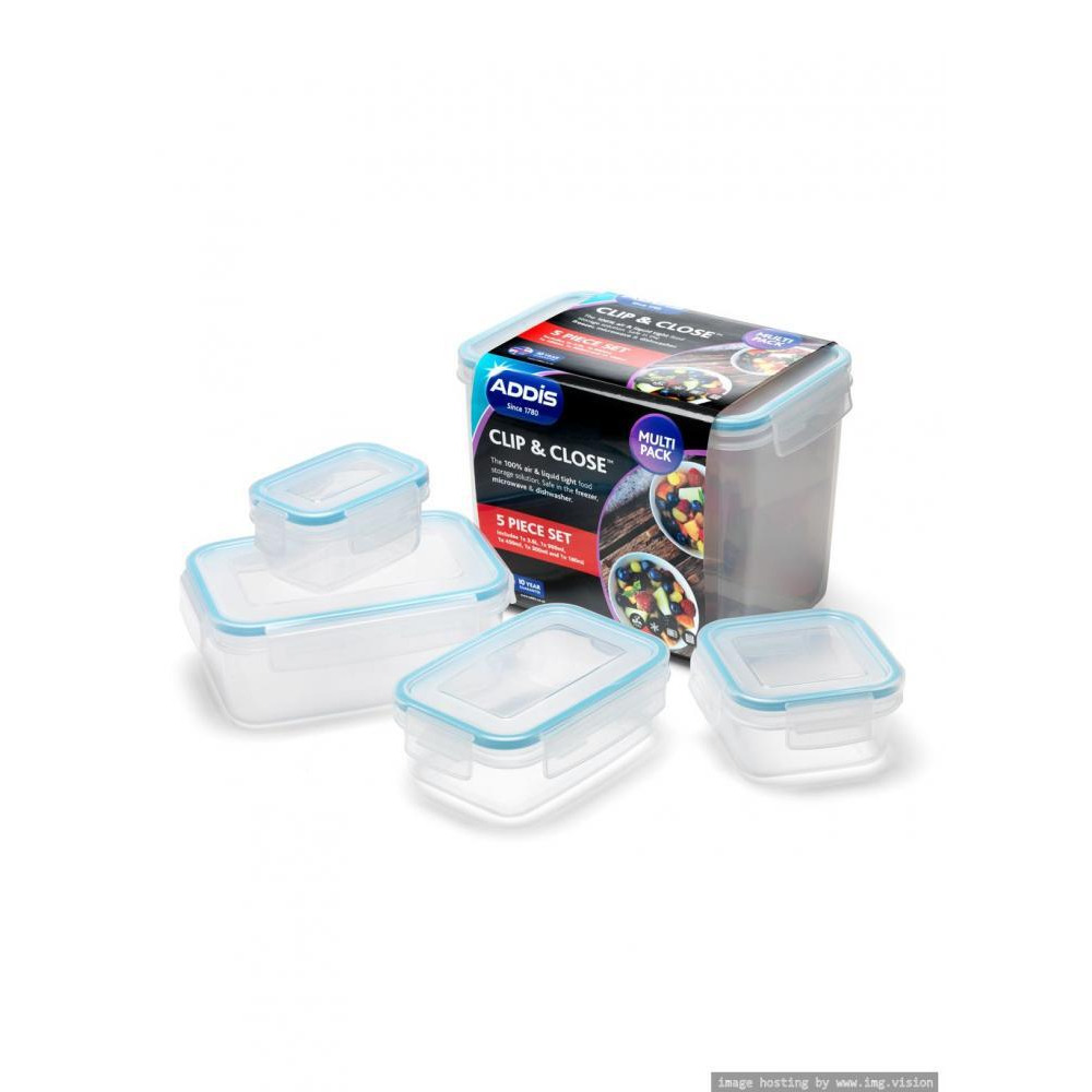 Addis Clip & Close Food Container Clear Set of 5 - 1