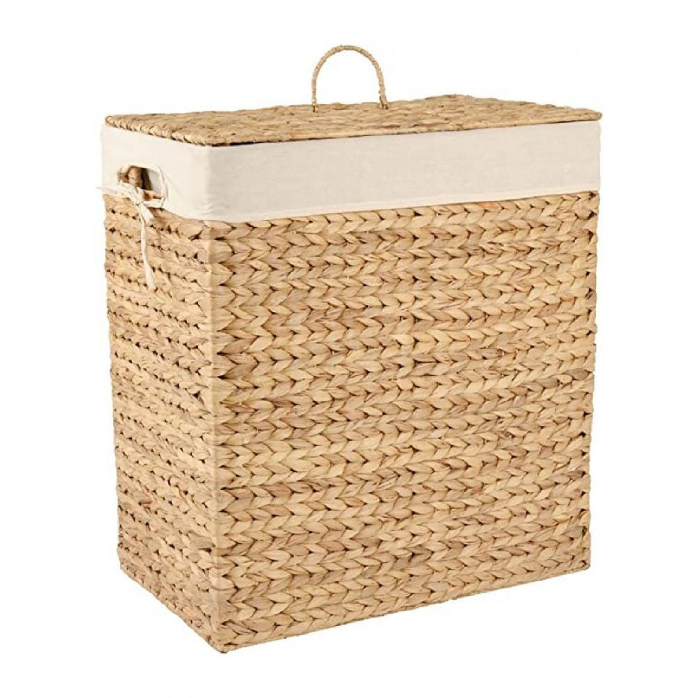 Homesmiths Rectangular Water Hyacinth Laundry Hamper 54.5 x 33 x 61 cm - 1