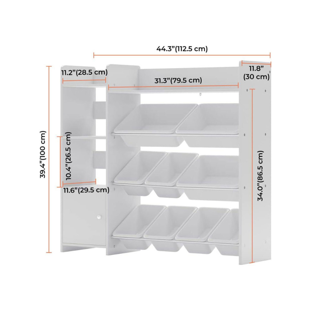 Органайзер Для Хранения Детских Игрушек homesmiths С Полкой Для детских ИГРУШЕК И 8 Белыми ящиками для игрушек - 4
