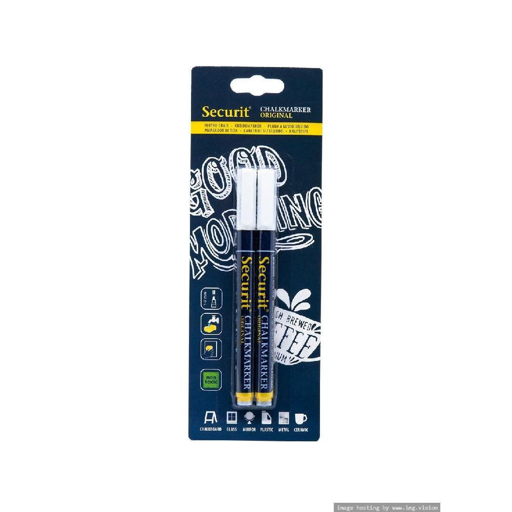 Securit Chalk Markers Blister White - 1