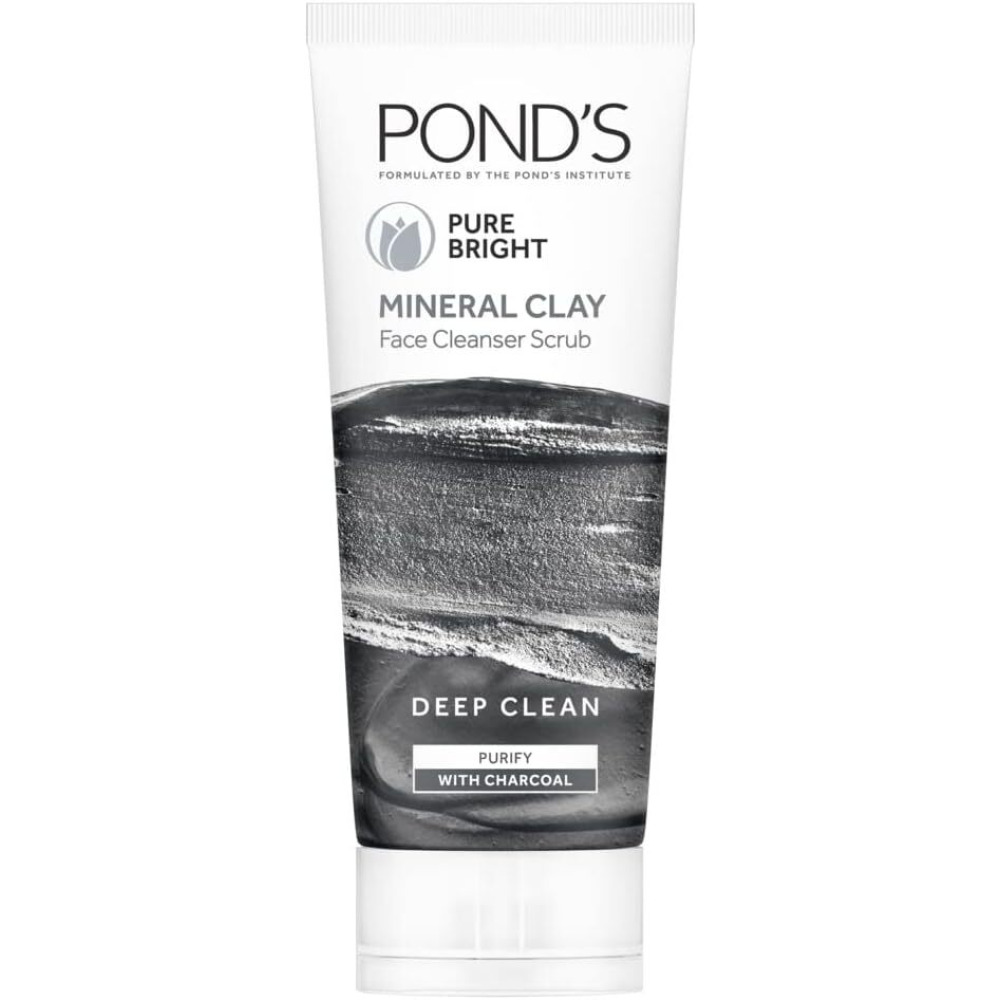 Pond's, Pure Bright Mineral Clay Face Scrub, Activated Charcoal and Niacinamide, 90g - 1
