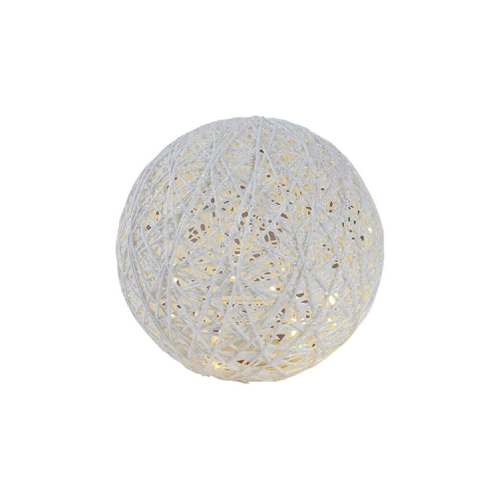 Kaemingk Decoris Micro LED 20 سم ورق كروي ثابت يعمل بالبطارية باللون الأبيض - 1