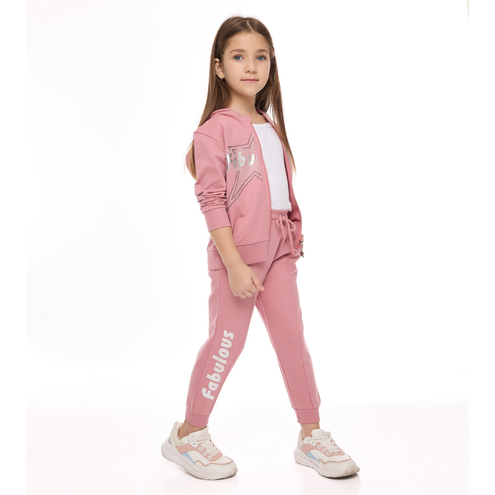 Girl's 2-Piece Set, Long Sleeves Fullzipper Hoodie & Jogger (7-8 yrs), Pink - 2