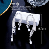 متناظرة الشكل غير النظامية المتدلية مهدب قطرة مكعب الزركون كريستال القرط - 5 miniature