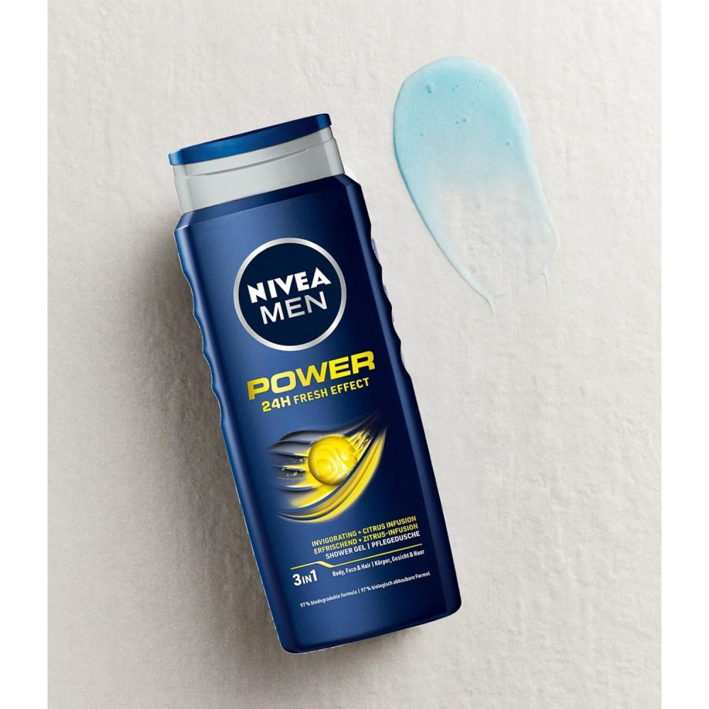 Nivea Men, Shower Gel for Body Power, Face & Hair, 500 ml - 4