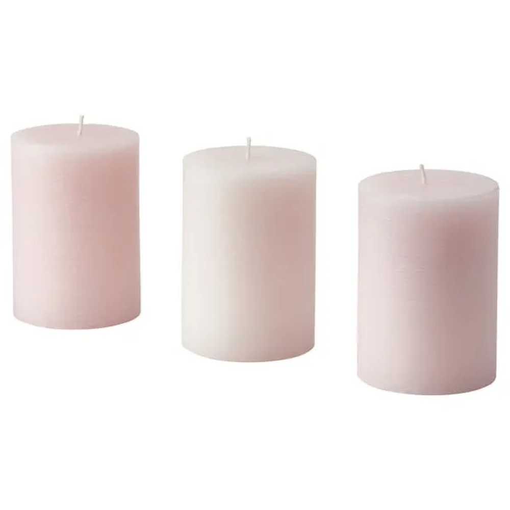 IKEA LUGNARE Scented Pillar Candle: Jasmine/Pink, 30-Hour Burn Time - 1