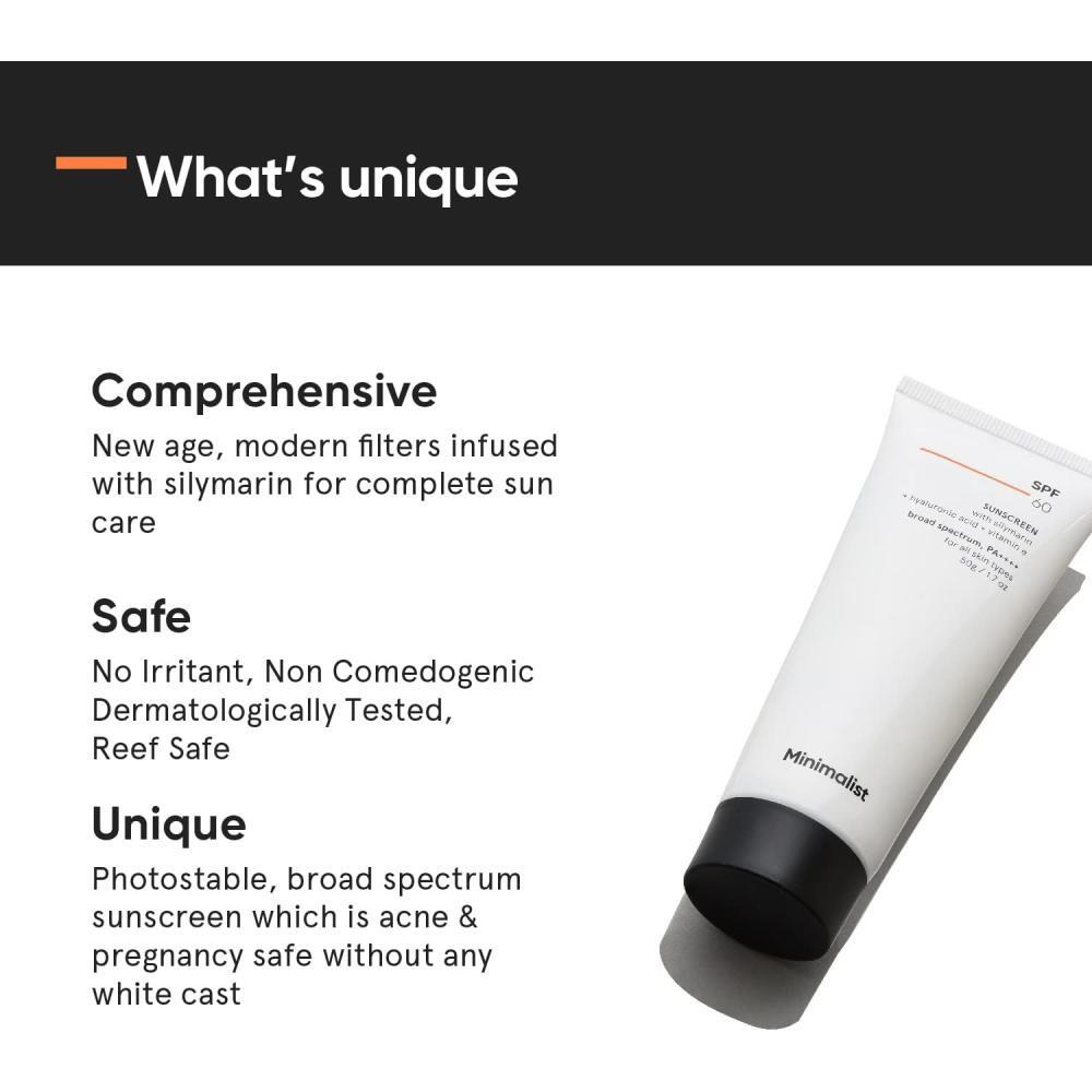 Minimalist SPF 60+ PA ++++ Face Sunscreen With Antioxidant Silymarin For Complete Sun Protection, 50 gm - 3