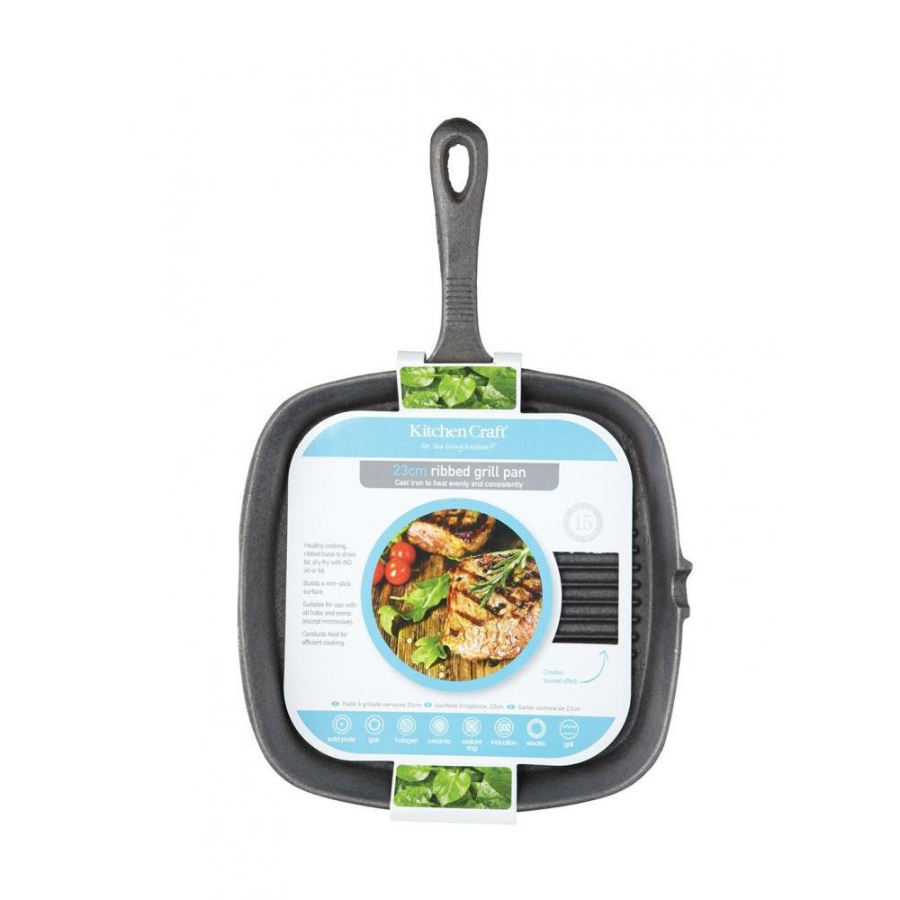 Kitchencraft Grill Pan Ribbed, 23 cm, Cast Iron - 1