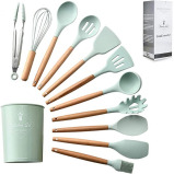 ComCreate / Cooking spoons, Silicone, Wood, Non-stick, 11 pcs  - 2 miniature