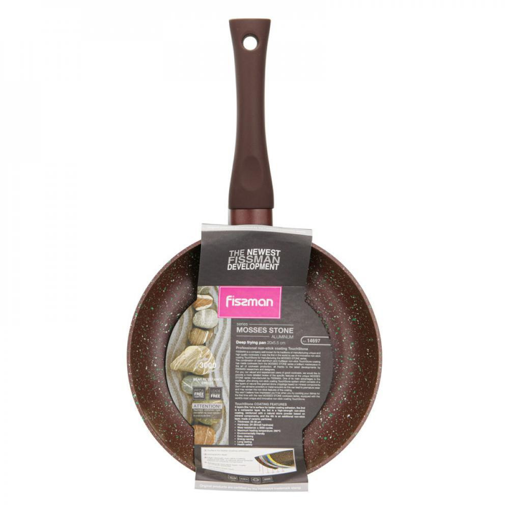 Fissman Deep Frying Pan Mosses Stone Professional Non Stick Coating TouchStone Brown 20x5.5cm - 1