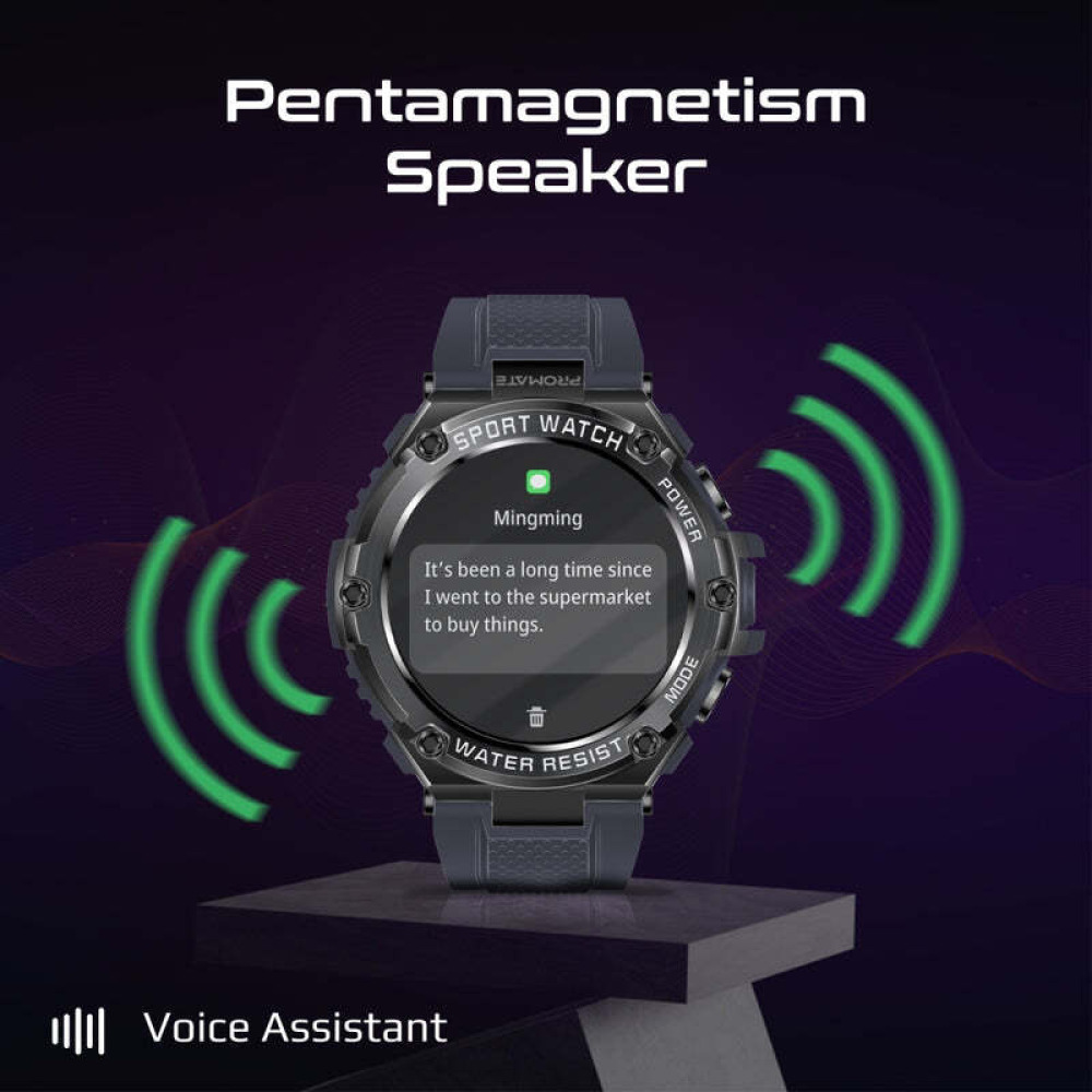 Promate XWATCH-R19 1,53-ДЮЙМОВЫЙ Круглый Экран Фитнес-Трекер Умные Часы с BT Calling Серый - 6