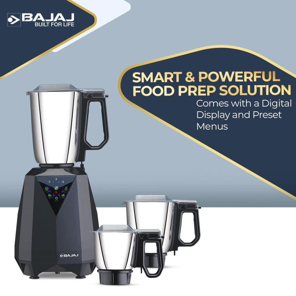 Bajaj Juvel Digi Mixer Grinder 800 Watts 3 Jars, Dark Grey - 3